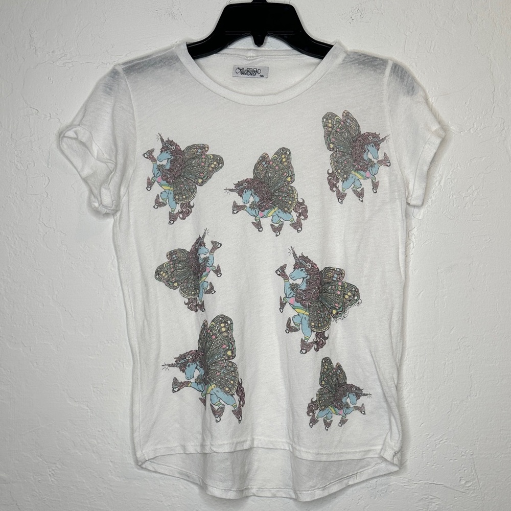 Lauren Moshi White Tee with Colorful Unicorns‎
